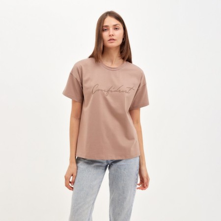 Women's T-shirt Minaku "Confident" Beige color, river 42-1