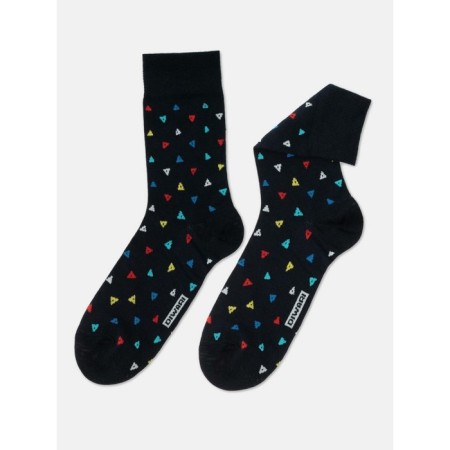 Men's cotton socks Diwari Happy "Triangles", size 25, dark blue color-1