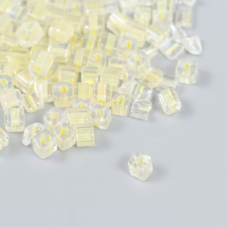 Glass beads 6/0 "cube. Translucent. Yellow" 10 g