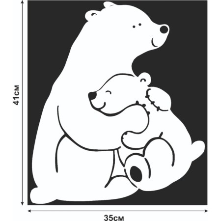 Decorative sticker for windows "Bear with a teddy bear" 35x41 cm (snow 10x20 cm)-1
