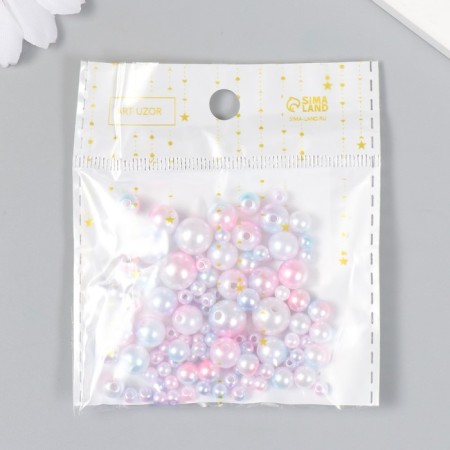 Beads for creativity plastic "Round. Gradient. Mermaid Lilac" D = 3-8 mm, set 10 grams-3