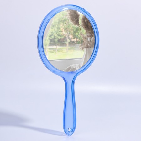 Mirror with a handle, bilateral, with an increase, D mirror surface 12.5 cm, blue color-2