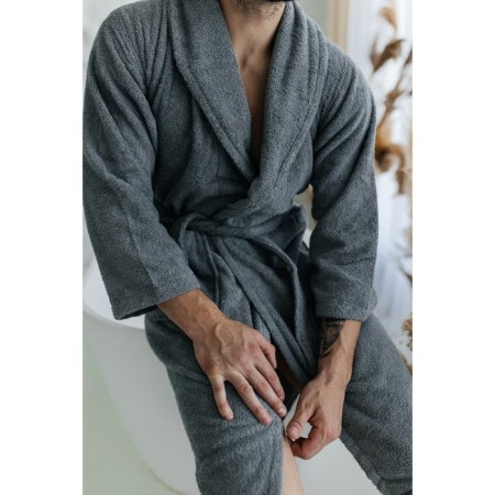 Tainted male bathrobe, size 46, gray color-11