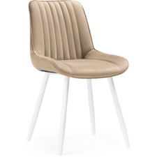Stool on a metal frame Seda metal/velor, white/beige 50x56x82 cm