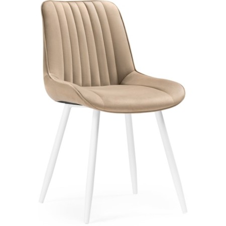 Stool on a metal frame Seda metal/velor, white/beige 50x56x82 cm