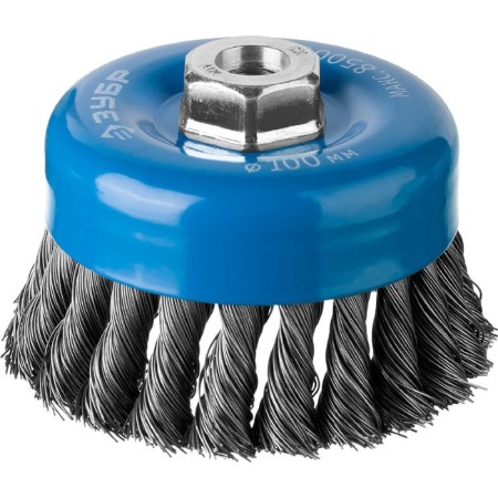 Cup brush "Bison" 35275-100_z02, twisted, steel, wicker bunches 0.5 mm, M14x100 mm