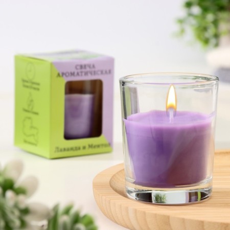 Aromatic candle in glass 5x6cm, lavender and menthol