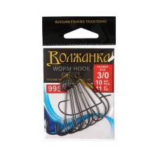 Hooks Volzhanka Worm Offset Hook No. 3/0, 10 pcs