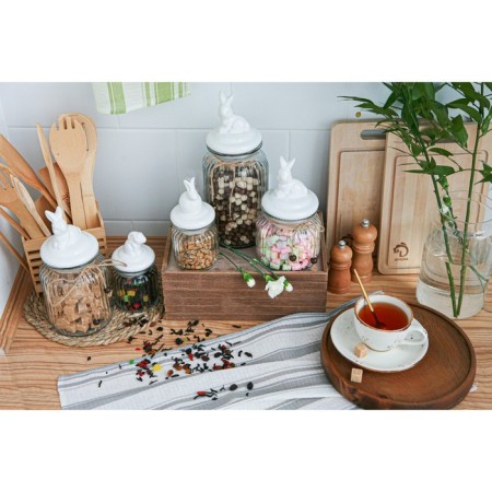 Bank for bulk products with ceramic lid of the bunny, 230 ml-10