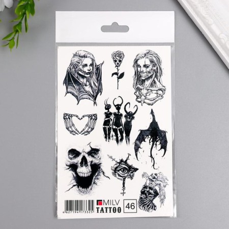 Tattoo on the body "Horror" 10x15 cm-3