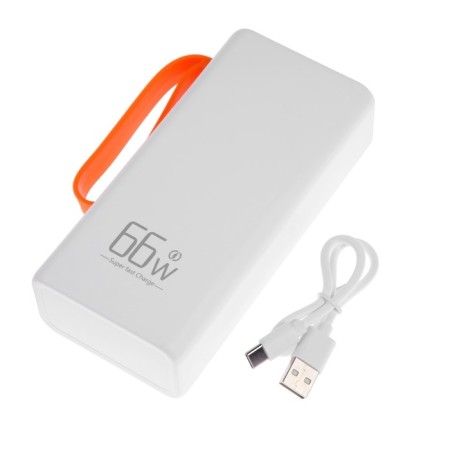 External battery YM-653, 30000 mAh, 66 W, 4USB, 3TYPE-C, lantern, fast charging, white-9