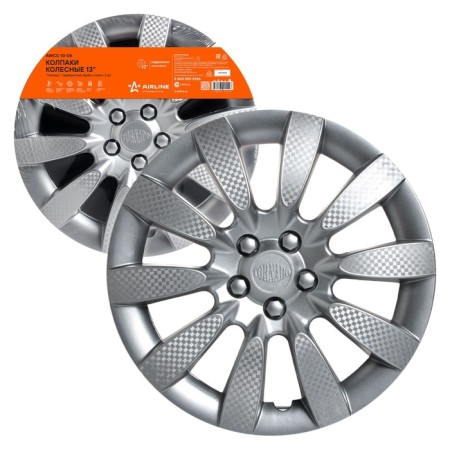 Wheel caps 13 "Tornado", Silver, Karbon, 2 pcs Airline AWCC-13-06