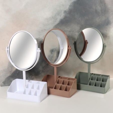 Mirror with a stand for storage "Circle", bilateral, with an increase, mirror surface 14 × 17.5 cm, color mix-4