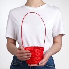 Wicker basket, bamboo, d13xh9.5/28 cm, red