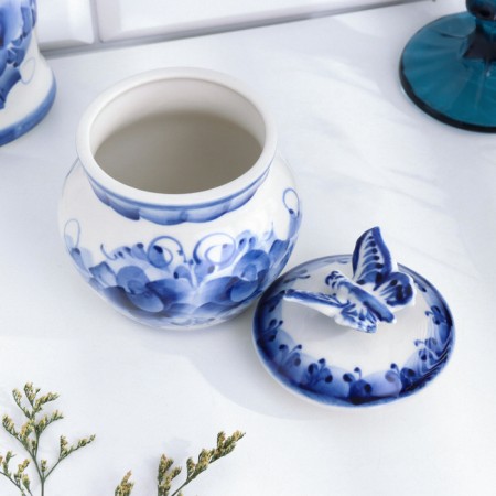 Pot "Flowers", for hot and spices, 10 x 8 cm, gzhel-3