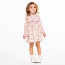 Dress for girls, beige color/hummingbird, height 92 cm