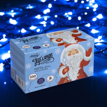 Garland "thread" 10 m, IP20, dark thread, 100 LED, glow blue, 8 modes, 220 V-2