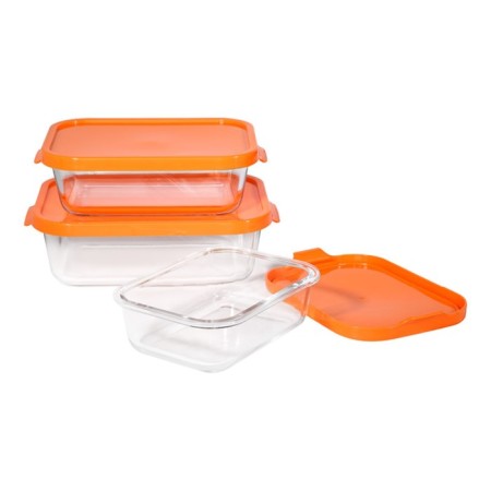 Set of glass containers, orange color, 3 pcs.-4