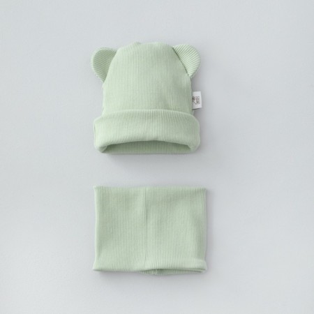 Kinderlitto Piccolino Kinderlitto kit, 2 items: hat, snood, age 2-3 years, olive color-1