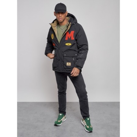 Winter male jacket, size 50, black color-9