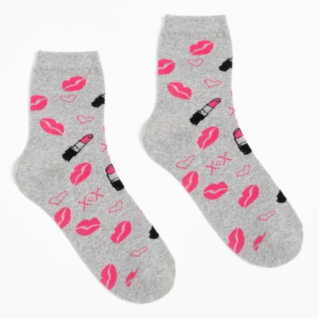 Women's socks minku "lipsticks", gray color, size 36-37 (23 cm)