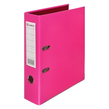A4, 75 mm, Lamark, PVC, double-sided coating, metal edging, pocket for a spine, collected, pink/burgundy-1