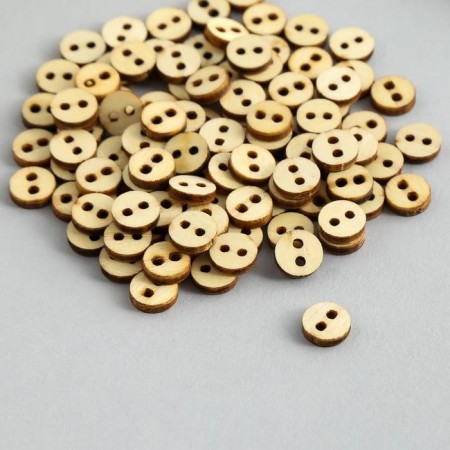 Buttons wood for creativity 2 punctures "simple" set of 100 pcs 0.8x0.8x0.2 cm