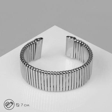 Bracelet Metal "relief" wide, 2 cm, color silver-1