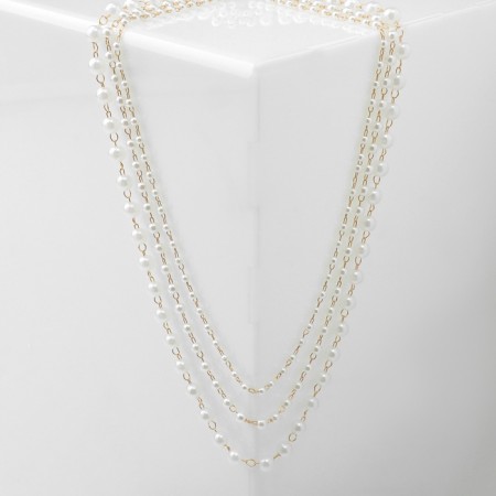 Beads with pearls "Olympia" trio, color gold, 45cm-3