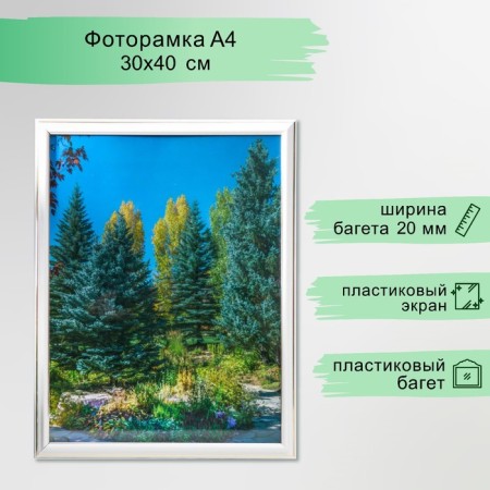 Photo frame 30x40 281g white with gold (plastic screen)