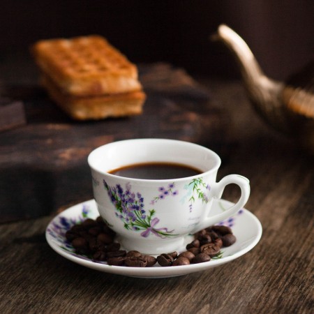 Coffee steam porcelain shade “Lavender”, 2 objects: a cup 80 ml, a saucer d = 11.4 cm, white color-7