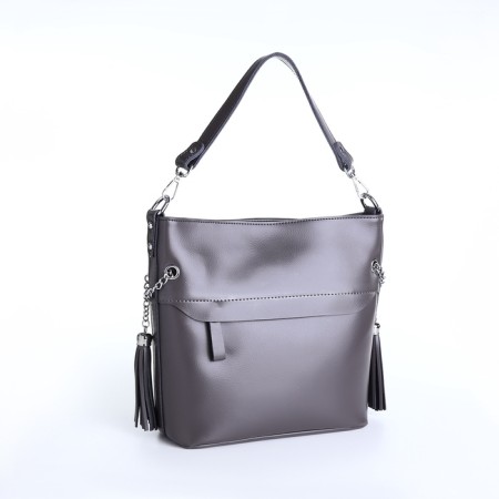 Luggage bag on lightning, 2 outer pockets, long belt, gray color-8