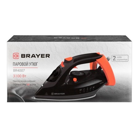 Iron Brayer 4007br, 3100 W, ceramic sole, 35 g/min, 265 ml, black-red-12