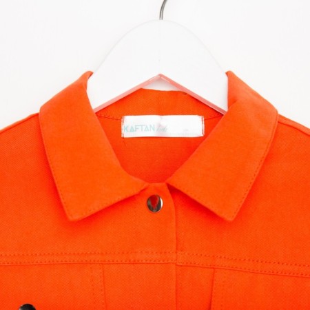 Shirt for a girl denim, shortened kaftan, size 38 (146-152 cm), Orange color-7