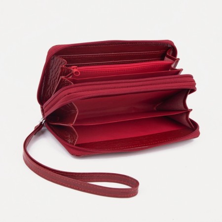 Women's wallet with a zipper, with a pen, red color-2