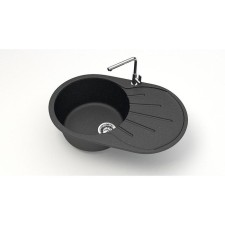 Мойка кухонная из камня ZETT lab. 110/Q4, 730x450x210 мм, матовая, врезная, черная