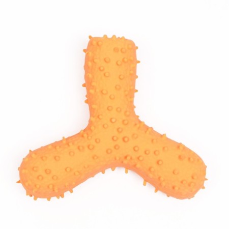 Brying toy for dogs from latex "Boomerang", 12 cm, yellow-1
