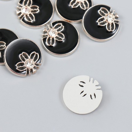 Decor for creativity plastic "Flower in a circle with a rhinestone" black, gold 0.3x1.8x1.8 cm-1
