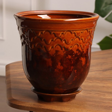 Pot Flower Uta No. 3, brown 2.5 liters