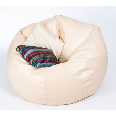 Crouped "Soft" armchair, large, cream color, eco -leather