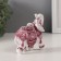 Souvenir Polystone "White Elephant. Burgundy Popon with Flower and Straza" 9x4.8x9.5 cm