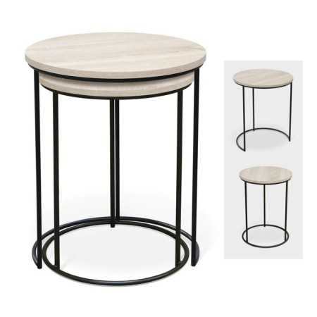 Journal table, 450x450x550, bleached oak/Black muar-2
