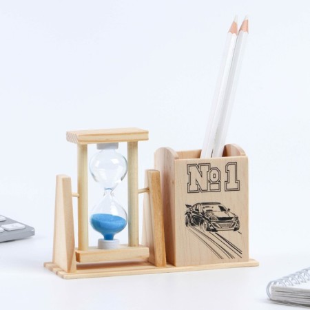 Organizer for the office with sand clock (2 in 1) “No. 1”, 9.5 x 13.5 cm-5