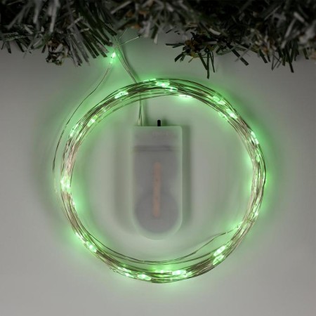 Garland "thread" 5 m Rosa, IP20, silver thread, 50 LED, green glow, CR2032x2