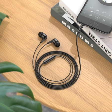 Hoco M97 headphones, wired, vacuum, microphone, 1.2 m, black-4