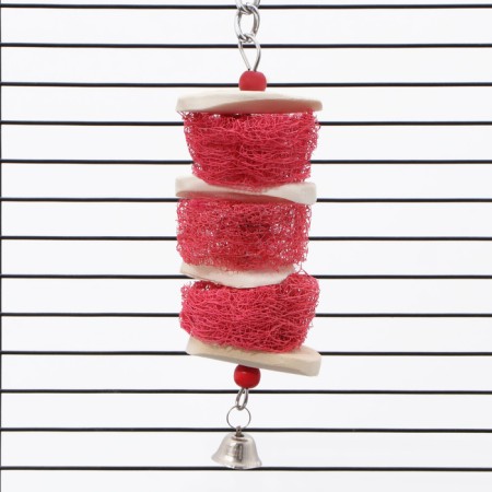 A toy with a carapace of karakatitsa, lufu and bell, 25 x 5 cm, pink-3