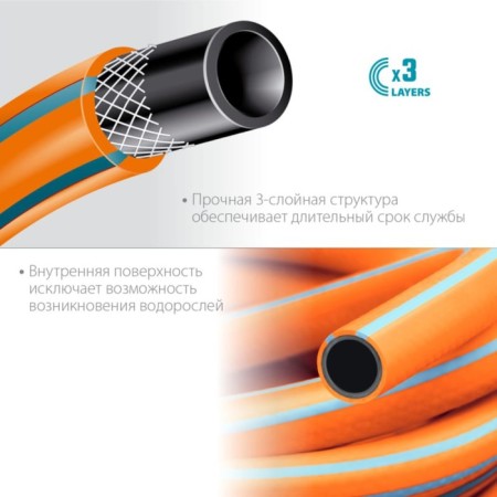Шланг, ТЭП, d = 19 мм, L = 15 м, морозостойкий (до –30 °C), армированный, GRINDA-1