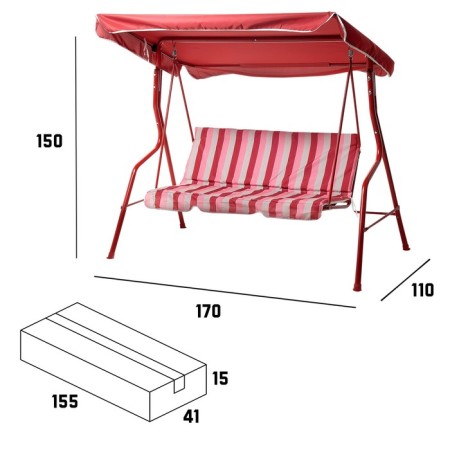 Swing Garden "Cosiness" Reds, 170 x 150 x 110 cm maximum load 210 kg-1