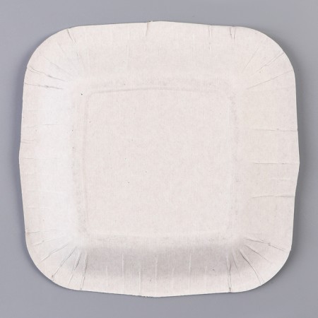 Disposable plate of square paper "Happy Birthday", white, 16.5x16.5 cm-3