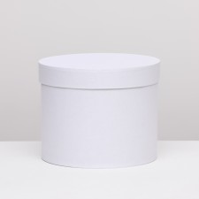The box is round, white, 25 x 20 cm